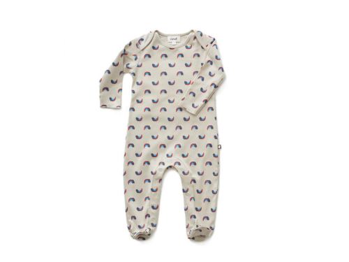 Oeuf Baby Clothes - Combinaison chats/arcs-en-ciel coton bio grise 6/9M