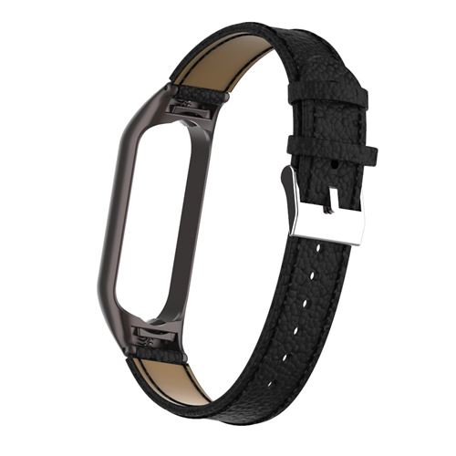 Non Communiqué Noir Bracelet En Cuir Avec Cadre De Montre Pour Xiaomi Mi Band 5