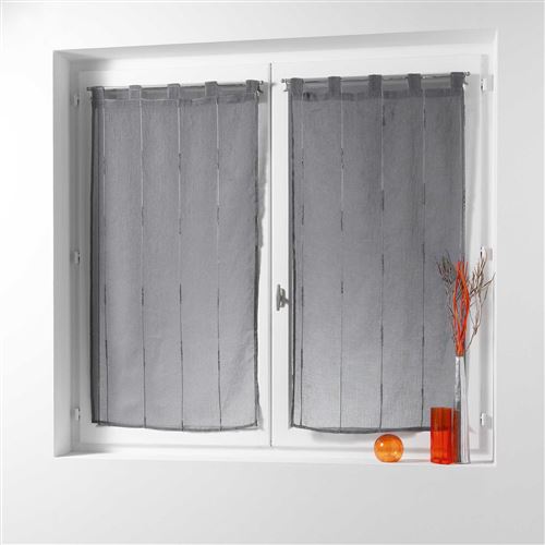 Paire droite passants 2 x 60 x 90 cm voile sable fils chenille linahe Anthracite