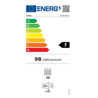 Cave à vin encastrable 58L 20 Btls CANDY 29.5cm F, CCVB30F1