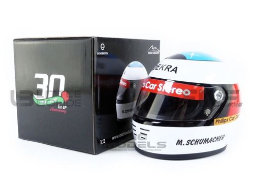 Voiture Miniature de Collection MINI HELMET 1-2 - CASQUE Michael Schumacher - First GP Race 1991 - Red - MS-MH-2-1991