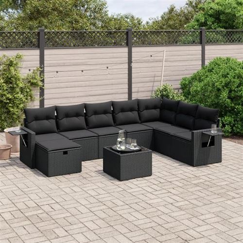 Non Communiqué Noir Salon De Jardin Modulable Vidaxl Rotin 9 Pieces X 61.5 X 69 8 Personnes