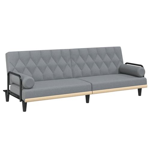 Canapé-lit avec accoudoirs gris clair tissu