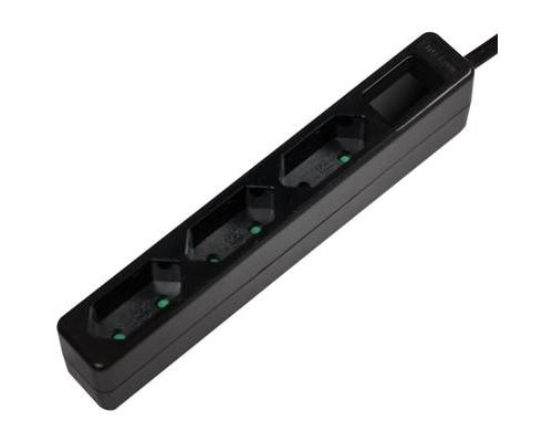 Bloc multiprise sans interrupteur LPS229B x3 noir fiche avec contour