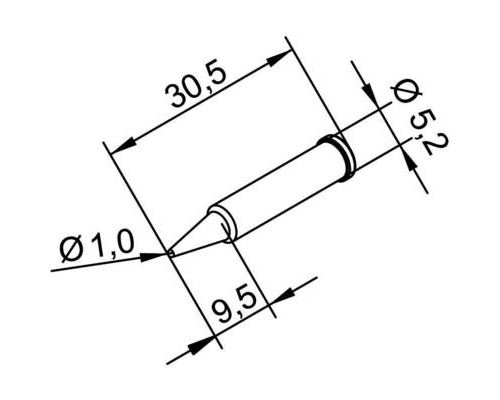 Ersa 102 PD LF 10 Panne de fer à souder forme de crayon, ERSADUR Taille de la panne 1 mm Contenu