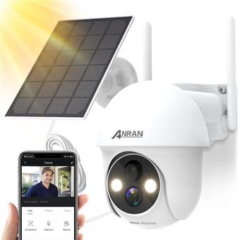 (2K Upgrade) ANRAN 3MP Caméra de surveillance sans fil Wifi extérieure Solaire panoramique 360° détection PIR audio bidirectionnel - 1