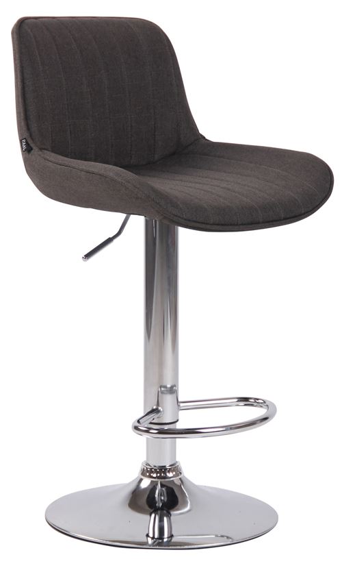 CLP Tabouret de bar Lentini en Tissu avec Piètement trompette en Métal , Gris foncé/Chrome