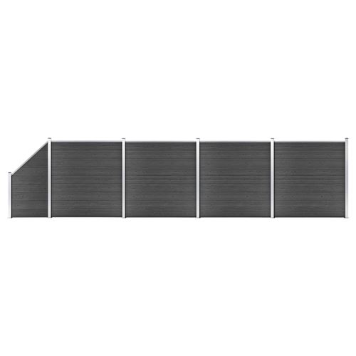 VidaXL Ensemble de panneau de clôture WPC 792x(105-186) cm Noir