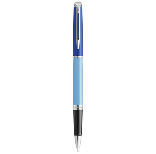 Coffret cadeau Waterman Hémisphère Stylo roller Finition palladium et Recharge noire pointe fine Bleu laqué