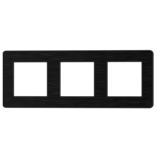 Zenitech - Triple plaque de finition - métal noir brossé bossé - gamme Kouro