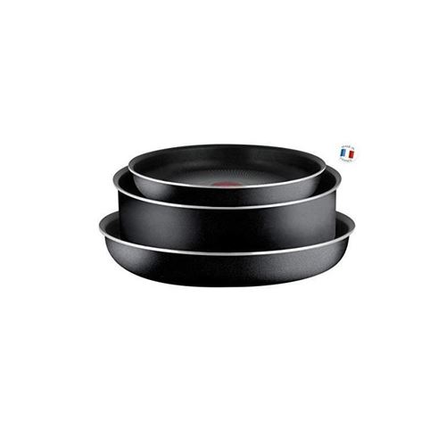 TEFAL INGENIO ESSENTIAL Noir Set de 3 Pieces Poeles 22/26 cm + Sauteuse 24 cm Tous feux sauf induction L2007802