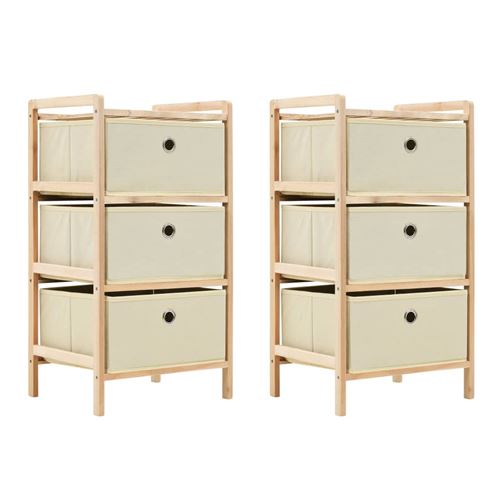 vidaXL Étagères de rangement avec 3 paniers en tissu 2 pcs Beige Cèdre