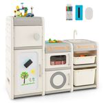 Giantex Étagère de Rangement Jouet en Forme Cuisine avec 4 Armoires & 2 Bacs, 116x38x98 cm