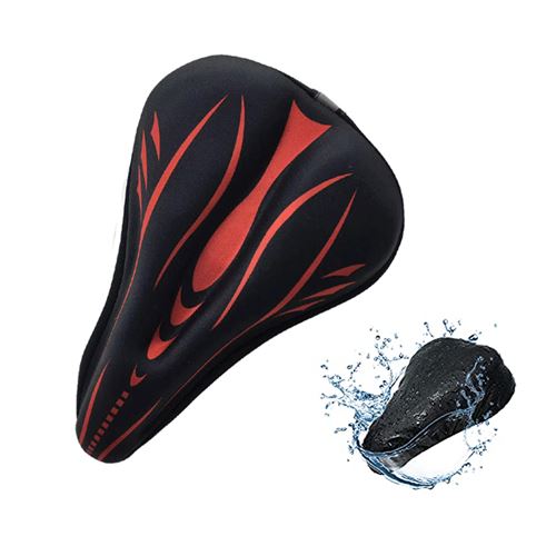 Housse de Selle de Vélo Coussin de Selle pour Vélo en Gel avec Etui Imperméable - Rouge Noir