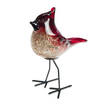 Statue : Oiseau crète rouge or sulfure - Amadeus - Rouge - Verre - 1