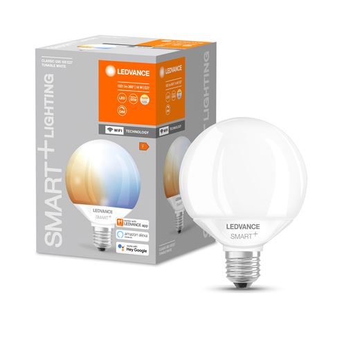 LEDVANCE Lampe LED intelligente avec Wifi - Culot E27 - Gradable - Couleur  de la lumière modifiable (2700-6500K) - Forme Globe - Mat - Remplacement des  ampoules de 100W - Contrôlable avec