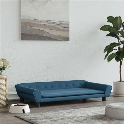 vidaXL Lit pour Chien, Canapé pour Animaux de Compagnie avec Cadre en Bois, Panier pour Chiots Maison Intérieur, Bleu 100x50x21 cm Velours