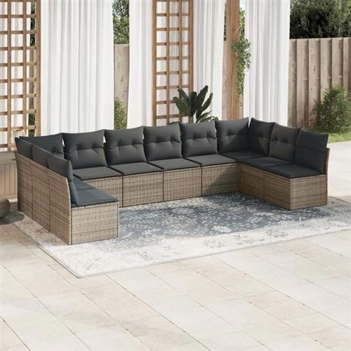 VidaXL - Ensemble de canapés de jardin rotin synthétique, One Size, Gris