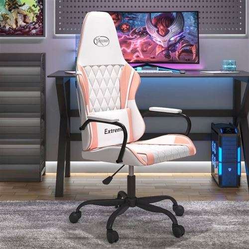 Sedia Da Gaming Massaggiante Bianco E Rosa In Similpelle Vidaxl