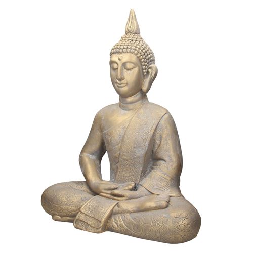Statue Bouddha jardin figure décorative intérieur/extérieur pierre coulée 63 cm
