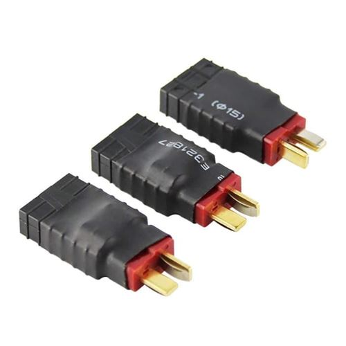 Adaptateur 3 Pièces T-deans Mâle à TRX Femelle pour RC Connecteur de Chargeur USB 7.4V Compatible avec les Batteries Lipo pour le Modélisme Dynamique