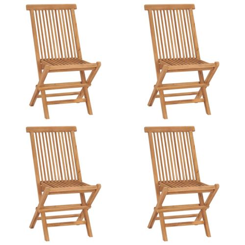 Non Communiqué Marron Chaises De Jardin Pliables Lot De 4 Bois De Teck Massif