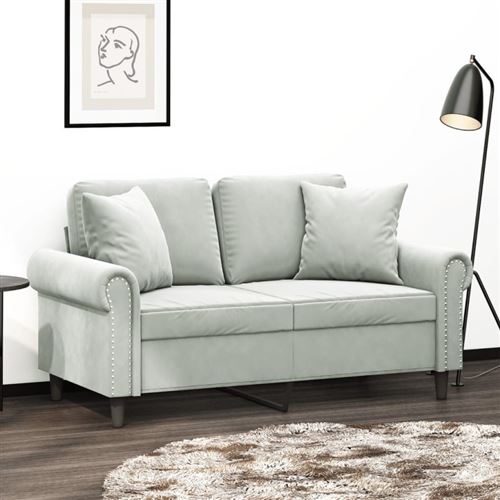 Non Communiqué Gris Clair Vidaxl Canapé 2 Places Avec Oreillers 120 Cm Velours