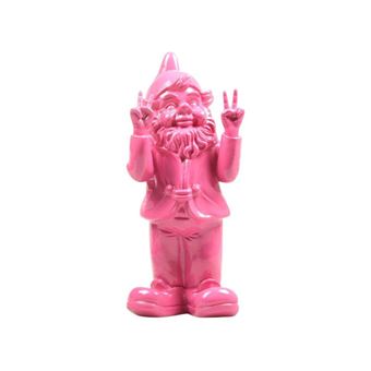 Stoobz - Nain de jardin en résine 13 x 11 x 31 cm Peace fuschia - 1