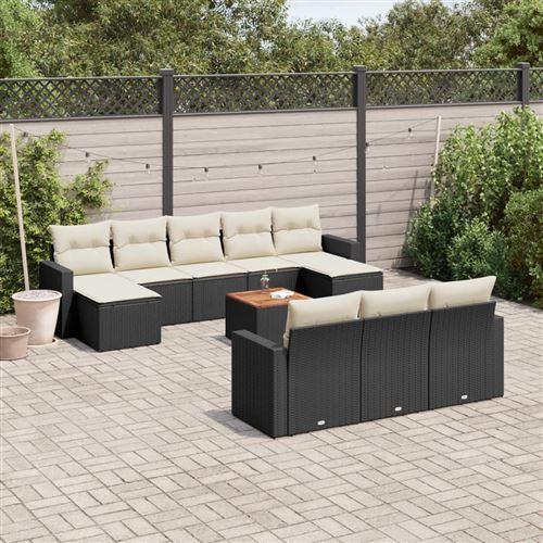 VidaXL - Garten sofagarnitur poly-rattan, One Size, Schwarz