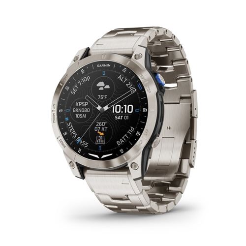 GARMIN Smartwatch  0100258251 D2&trade; Mach 1 intelligente avec bracelet en titane ventil&eacute; et bracelet en silicone noir suppl&eacute;mentaire 