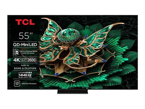 TCL 55C7K Classe de diagonale 55 (54.5 visualisable) C7K Series TV LCD rétro éclairée par LED QLED Smart TV Google TV 4K UHD (2160p) 3840 x 2160 HDR Mini LED, Quantum Dot Pro aluminium brossé