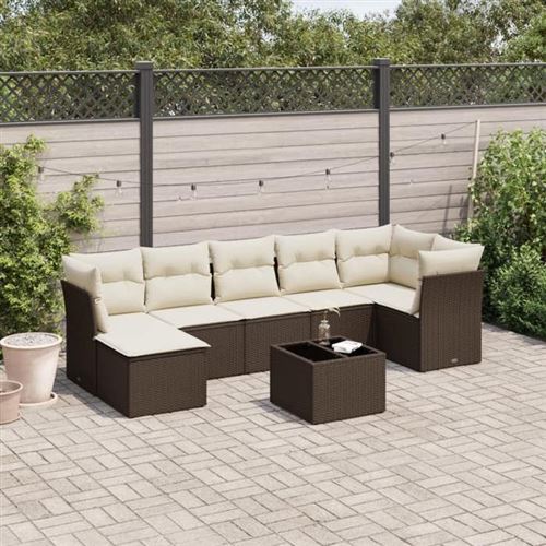 Vidaxl Marron Salon De Jardin Modulable Rotin 8 Pieces 7 Personnes - Image 2