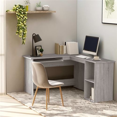 vidaXL Bureau d'angle sonoma gris 120x140x75 cm bois d'ingénierie