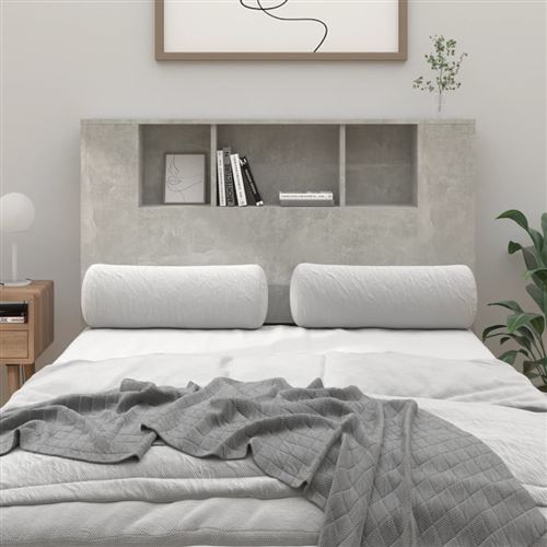 vidaXL Armoire de Tête de Lit, Tête de Lit avec Rangement, Accessoire de Lit, Meuble de Chambre à Coucher Intérieur, Gris Béton 120x18,5x102,5 cm