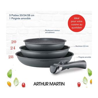 Set de 3 casseroles Noir - ARTHUR MARTIN