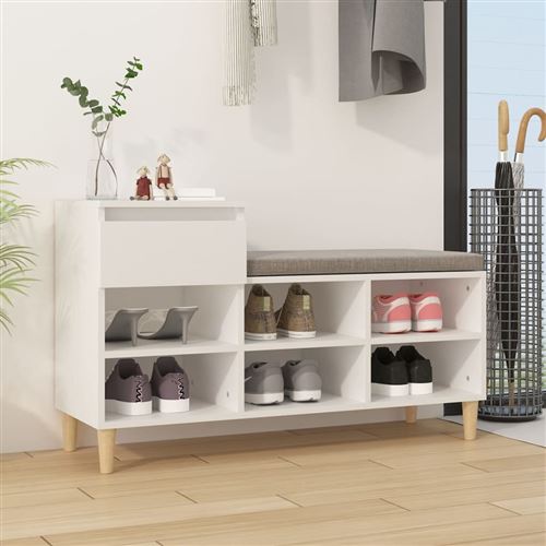 vidaXL Armoire à chaussures Blanc 102x36x60 cm Bois d'ingénierie