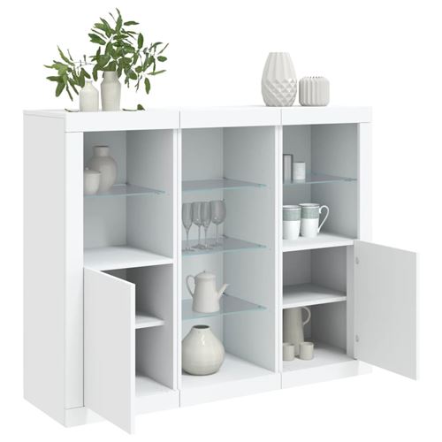 Non Communiqué Blanc Vidaxl Buffets Avec Lumières Led 3 Pcs Bois D'ingénierie3209121