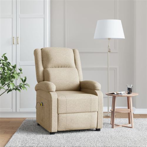 Vidaxl Fauteuil De Massage Crème Tissu - Image 2