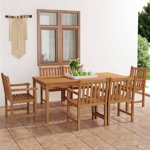 Ensemble de salle à manger de jardin 7 pcs bois de teck solide