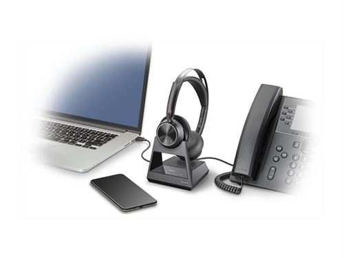 Poly Voyager Focus 2 Office - Micro-Casque - Sur-Oreille - Bluetooth - Sans Fil, Filaire - Suppresseur De Bruit Actif - Usb-A - Certifié Zoom