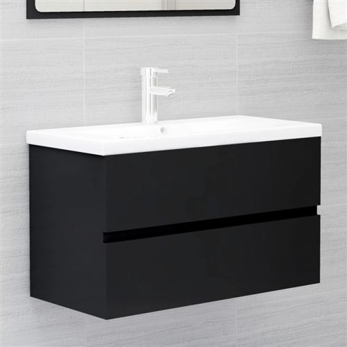vidaXL Armoire d'évier avec lavabo intégré Noir Aggloméré3071550