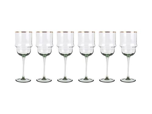 Lot de 6 verres à vin style art déco romantique 50 cl CELEBRATION - 8.8 x 8.5 x 23 cm - liseré doré - transparent