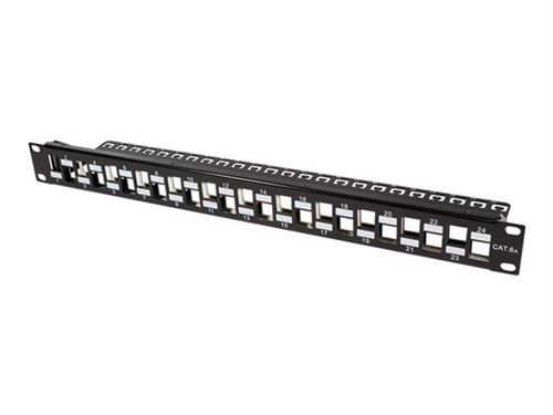 LogiLink - Panneau de raccordement avec agencement de câbles - noir, RAL 9005 - 1U - 19 - 24 ports
