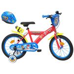 Vélo enfant 16'' Pat' Patrouille (Taille 105 cm à 120 cm) - 2 freins avec stabilisateurs à molettes + Casque inclus