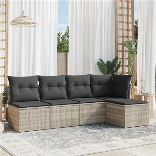 Non Communiqué Gris Salon De Jardin Modulable Vidaxl Resine Tressee 5 Pieces
