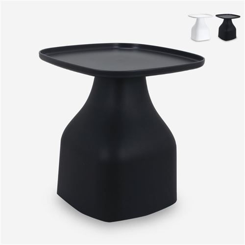 Table basse 48x48 moderne en plastique pour intérieur et extérieur Bell XL, Couleur: Noir