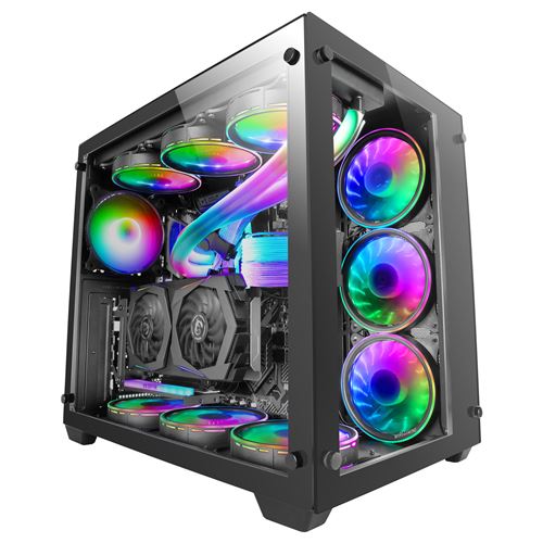 Mars Gaming MCV3, Torre Gaming Custom XXL E-ATX, Ventana Cristal Templado Lateral y Frontal, Estructura Modular Doble Cámara, Torre PC Gaming Negro o Blanco