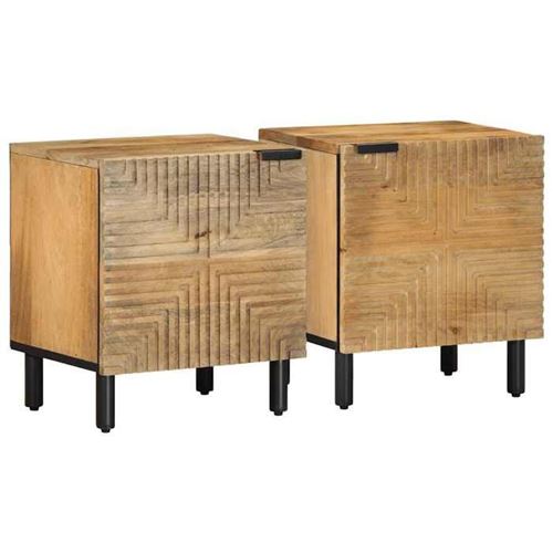 Comodini 2pz Marrone 40x33x46 Cm In Legno Massello Di Mango - Vidaxl
