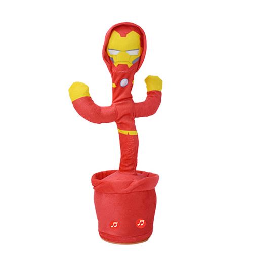 Iron Man Jouet Cactus dansant Marvel Avengers Peluche chantant, parlant et dansant Chargement USB FONGWAN pour la décoration intérieure et l'interaction avec les bébés