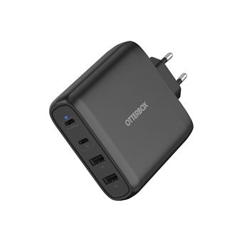 OtterBox Standard - Adaptateur secteur - 100 Watt - Fast Charge, PD - 4 connecteurs de sortie (2 x USB-C, 2 x USB de type A à 9 broches) - noir - Europe (sauf Royaume-Uni)